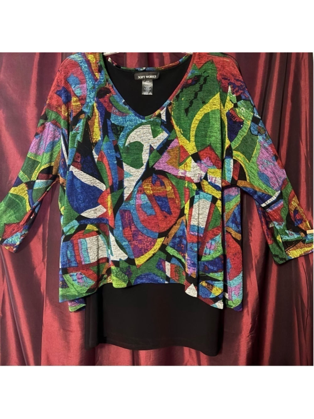 ARTSY COLORFUL BOHO OVERSIZED TOP IN EXCELLENT PRE LOVED CONDITION SIZE LARGE